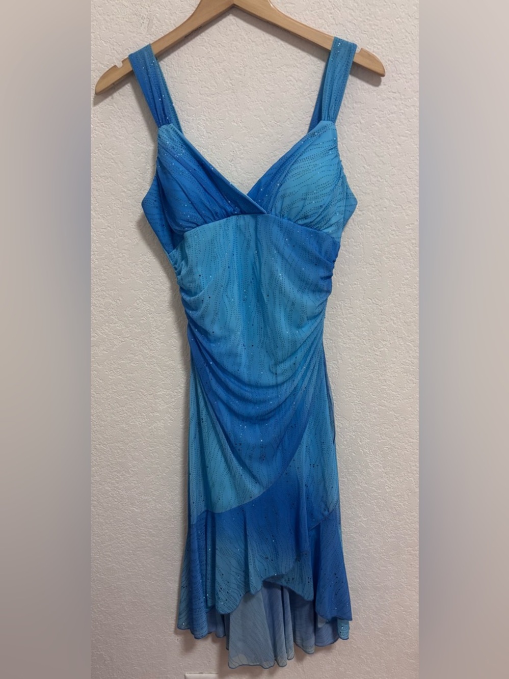 Taboo y2k asymmetrical ombré sparkle midi dress